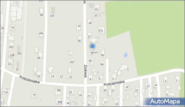 Mysłowice, Ziołowa, 57, mapa Mysłowice