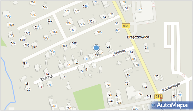 Mysłowice, Zielona, 2A, mapa Mysłowice