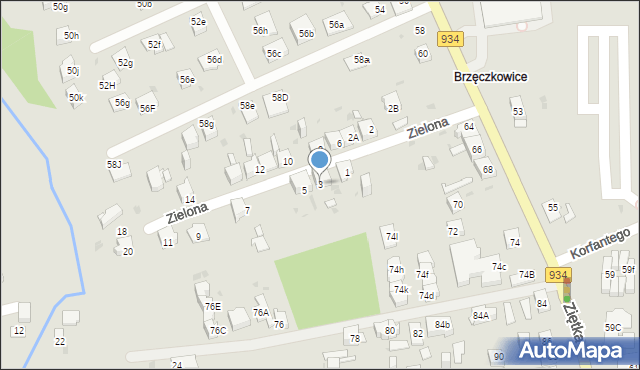 Mysłowice, Zielona, 3, mapa Mysłowice