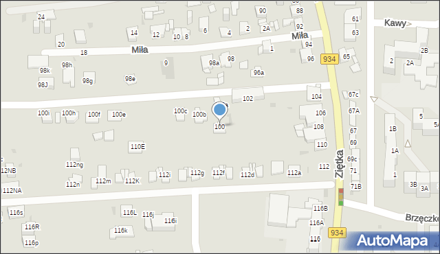 Mysłowice, Ziętka Jerzego, gen., 100, mapa Mysłowice