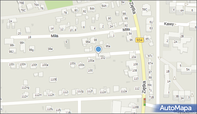Mysłowice, Ziętka Jerzego, gen., 102a, mapa Mysłowice