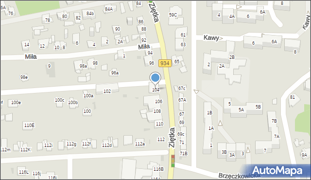 Mysłowice, Ziętka Jerzego, gen., 104, mapa Mysłowice
