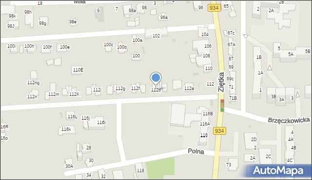 Mysłowice, Ziętka Jerzego, gen., 112d, mapa Mysłowice