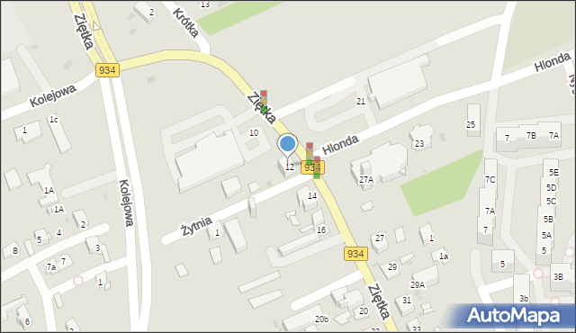 Mysłowice, Ziętka Jerzego, gen., 12, mapa Mysłowice