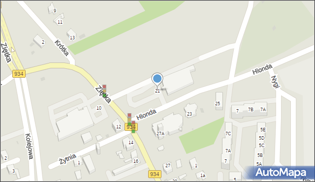 Mysłowice, Ziętka Jerzego, gen., 21, mapa Mysłowice