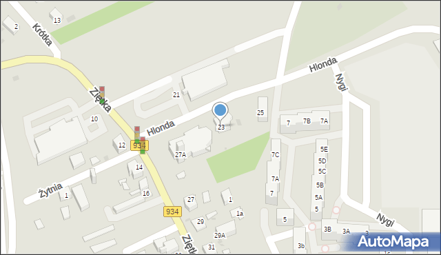 Mysłowice, Ziętka Jerzego, gen., 23, mapa Mysłowice
