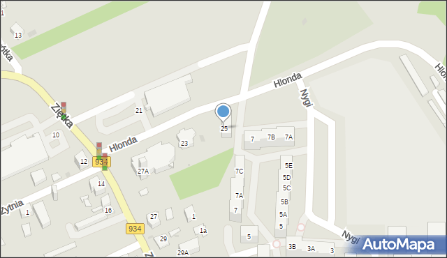 Mysłowice, Ziętka Jerzego, gen., 25, mapa Mysłowice