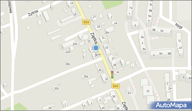 Mysłowice, Ziętka Jerzego, gen., 26, mapa Mysłowice