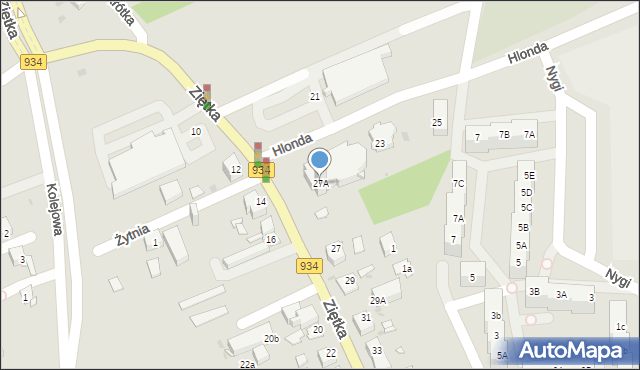Mysłowice, Ziętka Jerzego, gen., 27A, mapa Mysłowice