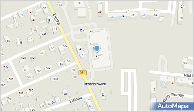 Mysłowice, Ziętka Jerzego, gen., 47, mapa Mysłowice