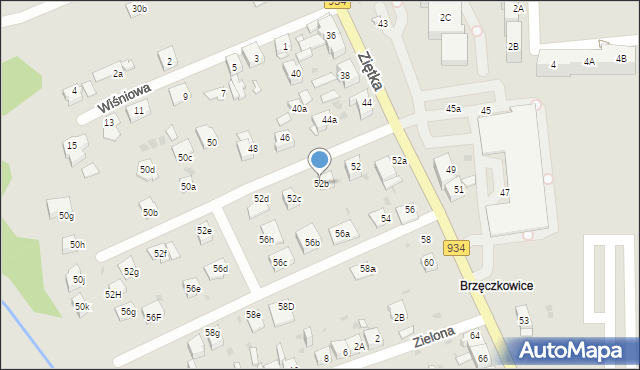 Mysłowice, Ziętka Jerzego, gen., 52b, mapa Mysłowice