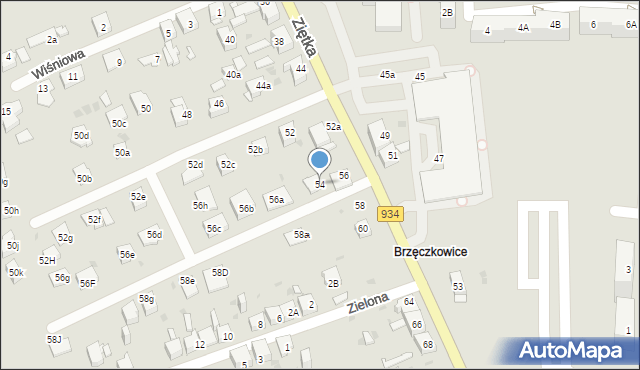 Mysłowice, Ziętka Jerzego, gen., 54, mapa Mysłowice