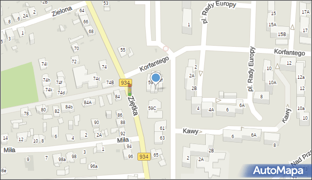 Mysłowice, Ziętka Jerzego, gen., 59b, mapa Mysłowice