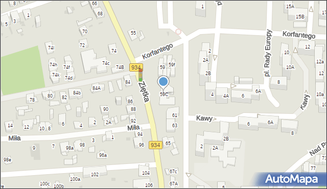 Mysłowice, Ziętka Jerzego, gen., 59C, mapa Mysłowice