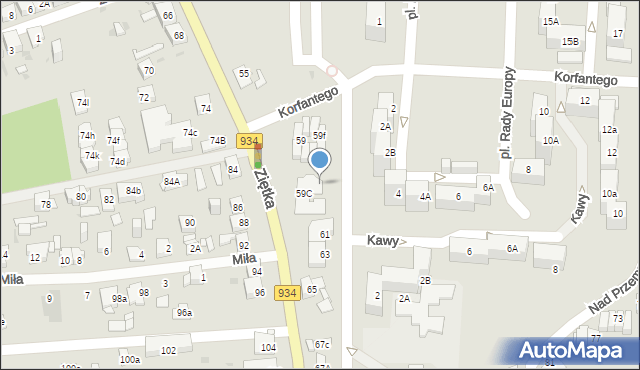 Mysłowice, Ziętka Jerzego, gen., 61b, mapa Mysłowice