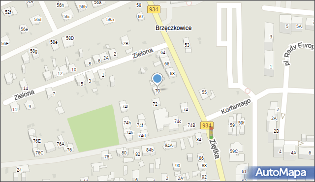 Mysłowice, Ziętka Jerzego, gen., 70, mapa Mysłowice