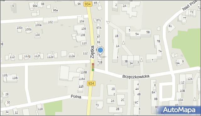 Mysłowice, Ziętka Jerzego, gen., 71A, mapa Mysłowice