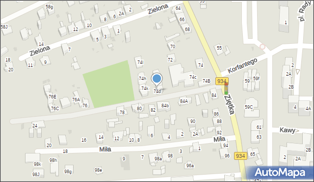 Mysłowice, Ziętka Jerzego, gen., 74d, mapa Mysłowice