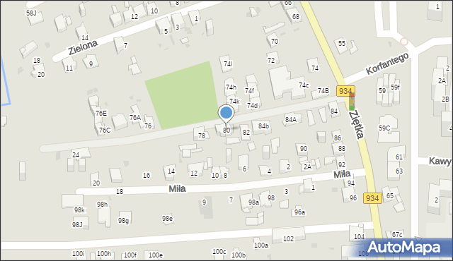 Mysłowice, Ziętka Jerzego, gen., 80, mapa Mysłowice