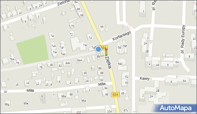 Mysłowice, Ziętka Jerzego, gen., 84, mapa Mysłowice