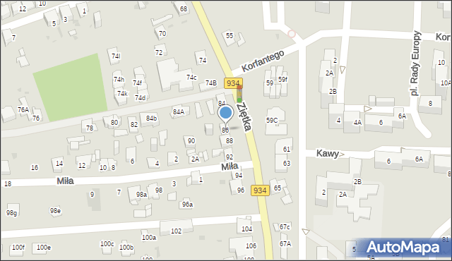 Mysłowice, Ziętka Jerzego, gen., 86, mapa Mysłowice