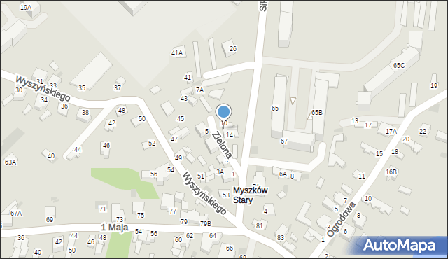 Myszków, Zielona, 12, mapa Myszków
