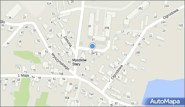 Myszków, Zielona, 6A, mapa Myszków