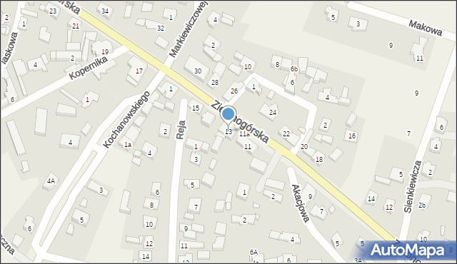 Niedoradz, Zielonogórska, 13, mapa Niedoradz