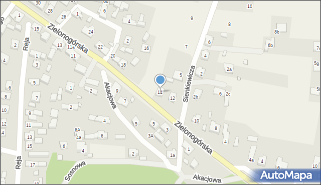 Niedoradz, Zielonogórska, 14, mapa Niedoradz