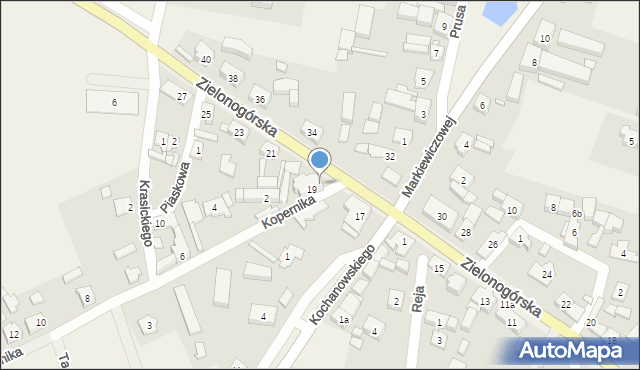 Niedoradz, Zielonogórska, 19, mapa Niedoradz