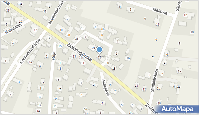 Niedoradz, Zielonogórska, 22, mapa Niedoradz