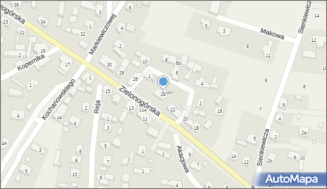 Niedoradz, Zielonogórska, 24, mapa Niedoradz