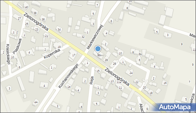 Niedoradz, Zielonogórska, 30, mapa Niedoradz