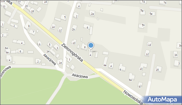 Niedoradz, Zielonogórska, 4a, mapa Niedoradz