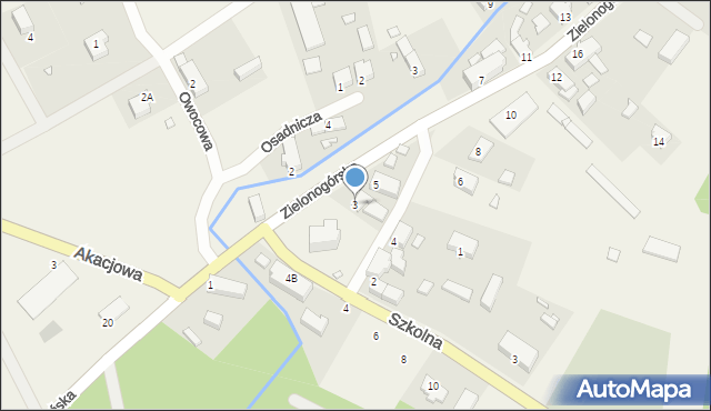 Niwiska, Zielonogórska, 3, mapa Niwiska