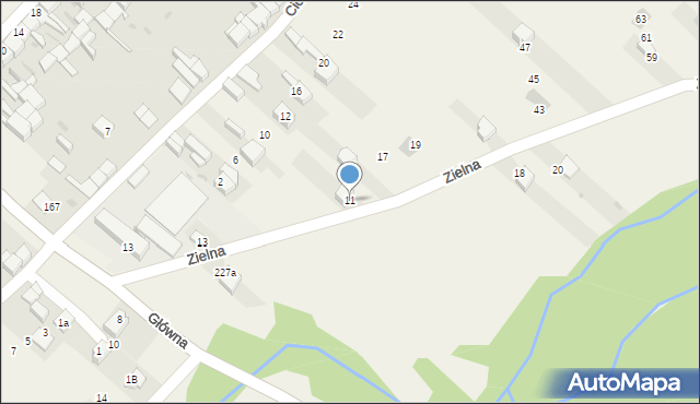 Nowa Biała, Zielna, 11, mapa Nowa Biała