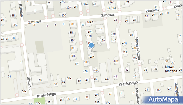 Nowa Iwiczna, Zimowa, 10G, mapa Nowa Iwiczna