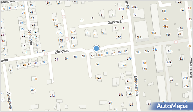 Nowa Iwiczna, Zimowa, 62A, mapa Nowa Iwiczna