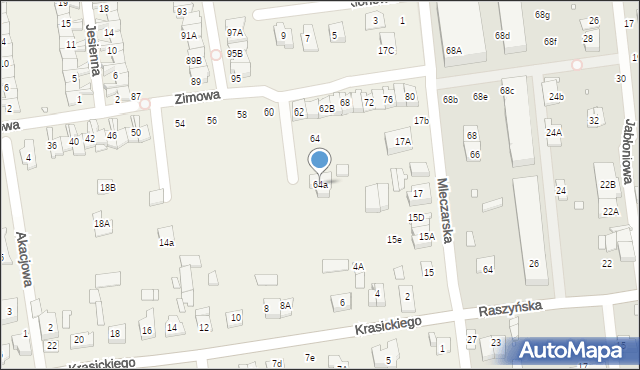 Nowa Iwiczna, Zimowa, 64a, mapa Nowa Iwiczna