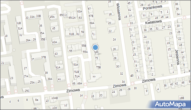 Nowa Iwiczna, Zimowa, 73B, mapa Nowa Iwiczna
