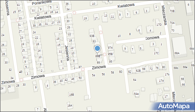 Nowa Iwiczna, Zimowa, 89B, mapa Nowa Iwiczna