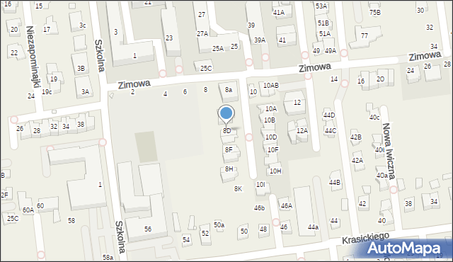 Nowa Iwiczna, Zimowa, 8D, mapa Nowa Iwiczna