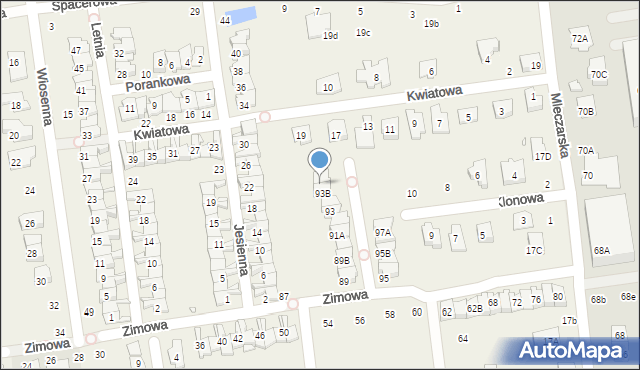 Nowa Iwiczna, Zimowa, 93C, mapa Nowa Iwiczna