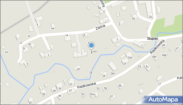 Nowa Ruda, Zielna, 8, mapa Nowa Ruda