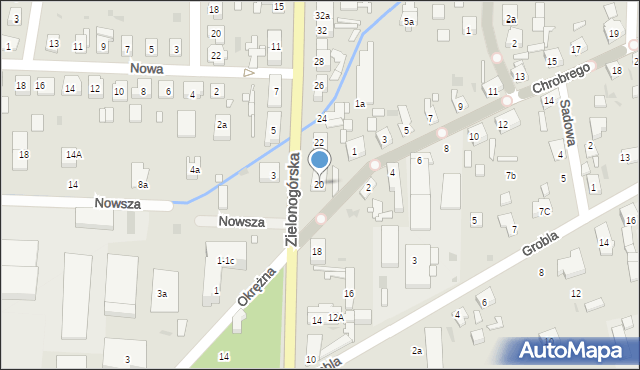 Nowa Sól, Zielonogórska, 20, mapa Nowa Sól