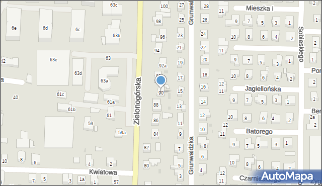 Nowa Sól, Zielonogórska, 90, mapa Nowa Sól