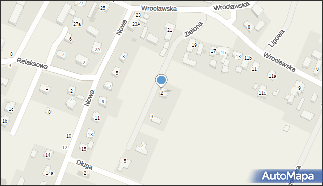 Nowa Wieś Wrocławska, Zielona, 2, mapa Nowa Wieś Wrocławska