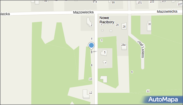 Nowe Racibory, Zielona, 6, mapa Nowe Racibory