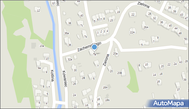 Nowy Targ, Zielona, 7a, mapa Nowego Targu