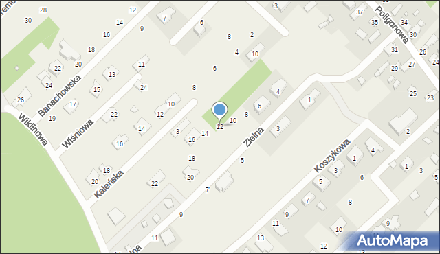 Okuniew, Zielna, 12, mapa Okuniew